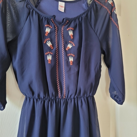 Bongo Embroidered Blue Sheer Sleeve Dress Sz S Juniors - Picture 3 of 15